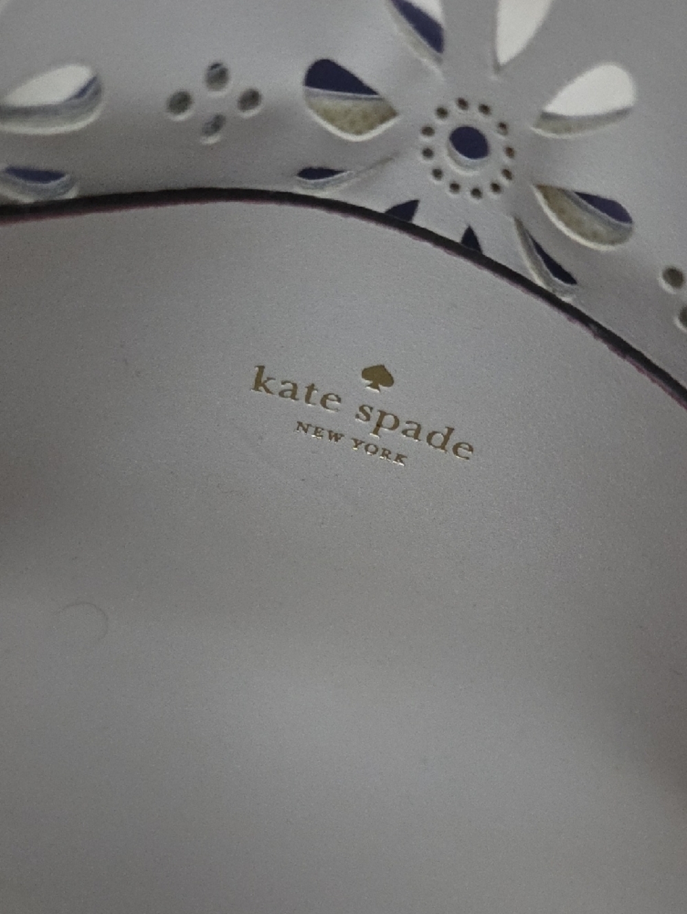 kate spade Elizabeth Faye Drive Perforated Leather Tote In White w Gold Accents - Picture 7 of 10